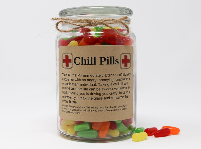 Personalized Chill Pill Gifts, Pick a Theme, Funny Kraft Paper Labels, Stickers, Labels for Jars Anyone