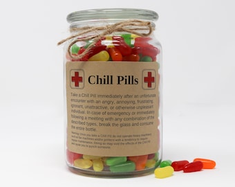 Chill Pill Gifts for Office, Co-Workers, Professionals, Funny Kraft Paper Labels, Stickers, Labels for Jars