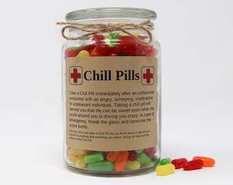 Personalized Chill Pill Gifts, Pick a Theme, Funny Kraft Paper Labels, Stickers, Labels for Jars