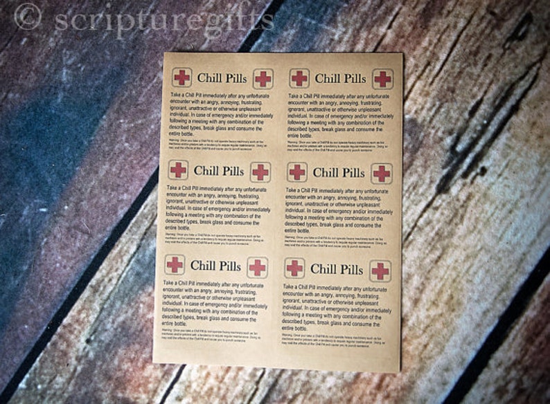 Personalized Chill Pill Gifts, Pick a Theme, Funny Kraft Paper Labels, Stickers, Labels for Jars image 2