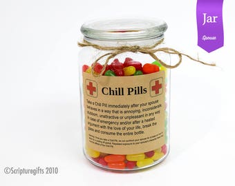 Chill Pill SPOUSE/MARRIED Glass Apothecary Jar People Funny Gag Gift