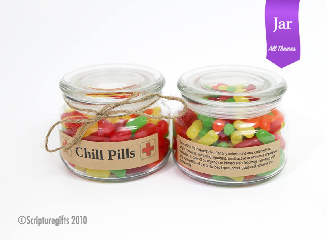 Funniest Chill Pill Jar VARIOUS THEMES Etsy