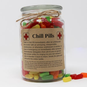 Personalized Chill Pill Gifts, Pick a Theme, Funny Kraft Paper Labels, Stickers, Labels for Jars Office Admin