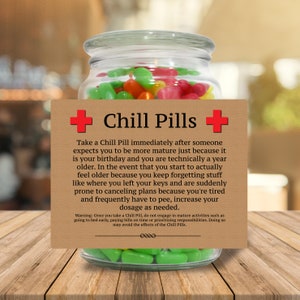 Chill Pills Gifts for Birthday, Funny Printable Birthday Gifts
