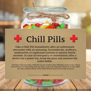 Chill Pills Gifts for NURSES, Funny Printable Gifts Design for Colored Paper Labels