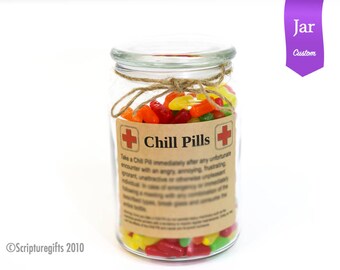 CUSTOMIZED Chill Pill 24 oz Apothecary Glass Jar Funny Gag Gift