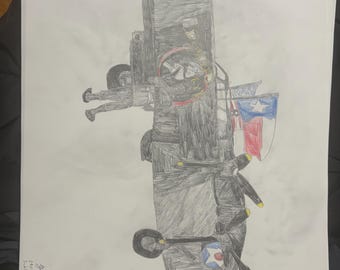 B-24 Diamond Lil Original Drawing – WWII Aviation Art – Colored Pencil & Graphite