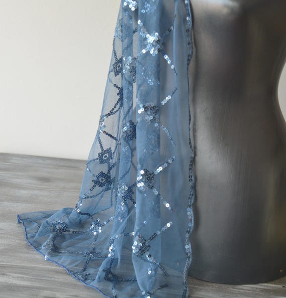 blue sequin shawl