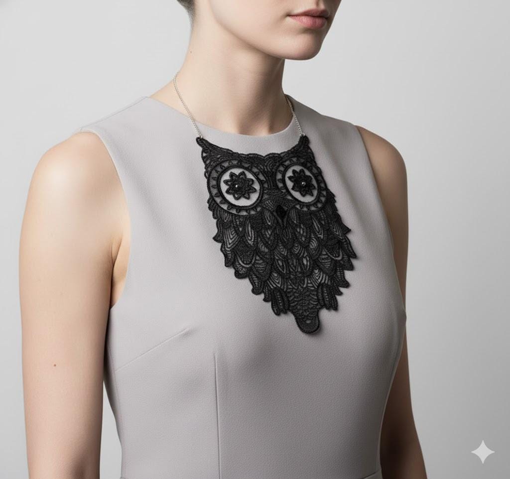 Black Owl Lace Necklace