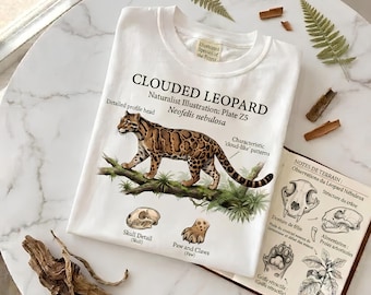 Clouded Leopard T-Shirt | Naturalist Flat Illustration | Wildlife & Field Guide Gift