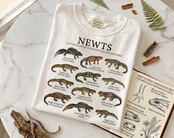 Newts T-Shirt | Illustrated Species Chart Tee | Amphibian Gift for Nature & Herp Lovers