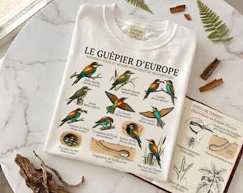 T-shirt Le Guêpier d'Europe | Illustration Merops Apiaster | Cadeau Ornithologie & Nature