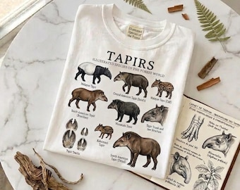 Tapirs of the World T-Shirt | Illustrated Species Chart Tee | Wildlife Gift for Nature & Animal Lovers