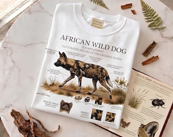 African Wild Dog T-Shirt | Naturalist Illustration Plate | Wildlife & Field Guide Gift