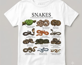 Snakes T-Shirt for Kids | Illustrated Species Collection | Fun Reptile Gift for Young Explorers