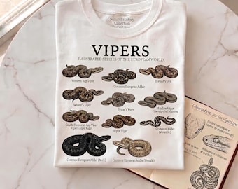 Vipers T-Shirt | European Species Naturalist Illustration | Reptile & Herpetology Gift