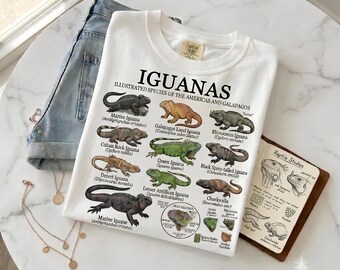 Iguana T-Shirt | Naturalist Illustration Species Chart | Reptile & Herpetology Gift