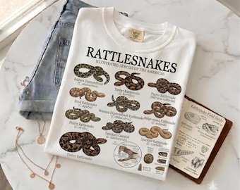 Rattlesnake T-Shirt | Naturalist Illustration Species Chart | Reptile & Herpetology Gift