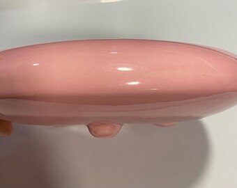 Frank Moreno keramiek effen roze vintage plantenbak uit het midden van de eeuw #3 Maat MCM California Pottery Bowl 8,5" rond gesigneerd All Caps