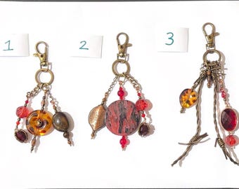 Hand made keyring with a deer or snake vertebrae attached (please read the description)