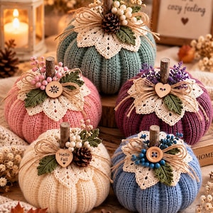 Virkat pumpamönster PDF, virkmönster för höstpumpadekorationer, gör-det-själv-höstbordsdekorationer, ribbad pumpaset amigurumi, mellanliggande mönster