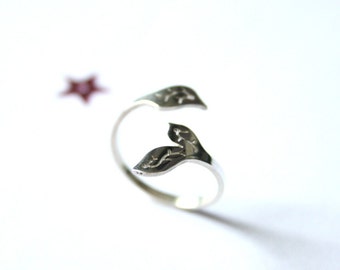 Vegetal ring sterling silver polished finish