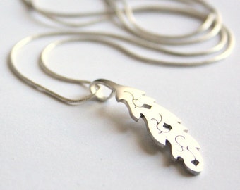 Feather  necklace - sterling silver polished