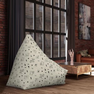 Hand-Drawn Puppy Pattern Bean Bag Chair Cover | Dog Print, Bones & Paws