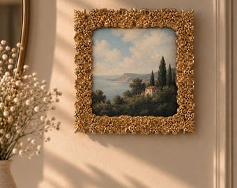 Cornice, Cornice per foto, Cornice dorata, Cornice decorativa floreale, Decorazione da parete in stile vintage, Cornice da parete dorata, Regalo per l'inaugurazione della casa