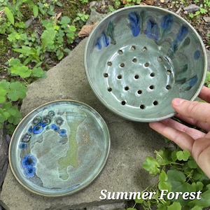 Berry Bowl (with Matching Drip Tray) Summer Forest