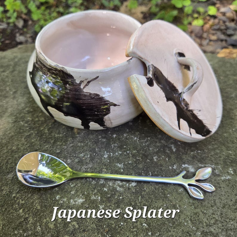 Pottery Sugar Bowl/Jam Jar/Honey Pot (comes with spoon) image 11