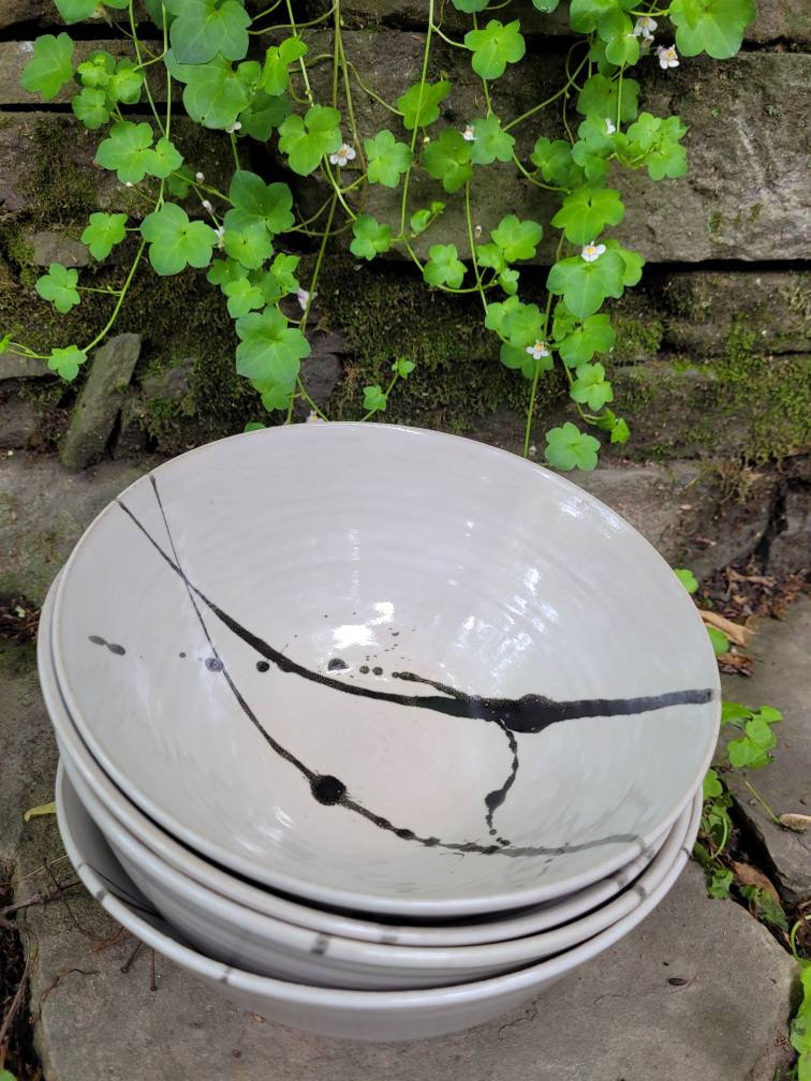 Black and White Japanese Splatter Bowls Etsy