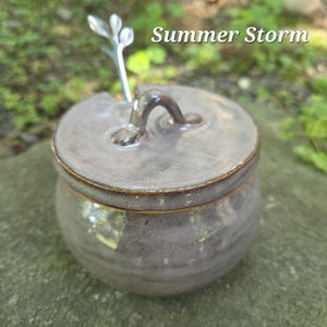 Pottery Sugar Bowl/Jam Jar/Honey Pot (comes with spoon) Summer Storm