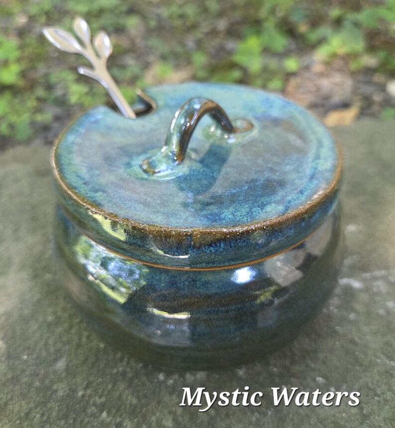Pottery Sugar Bowl/Jam Jar/Honey Pot (comes with spoon) image 5