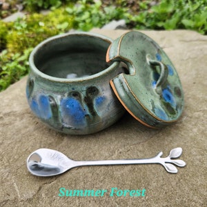 Pottery Sugar Bowl/Jam Jar/Honey Pot (comes with spoon)