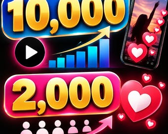 Crescita su TikTok / Kit per social media: 10.000 visualizzazioni, 2.000 like (download digitale)