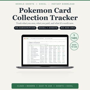 Pokemon Card Collection Tracker Spreadsheet, TCG Inventory & Value Log, Graded + Sealed, Gain Loss Dashboard (Google Sheets)