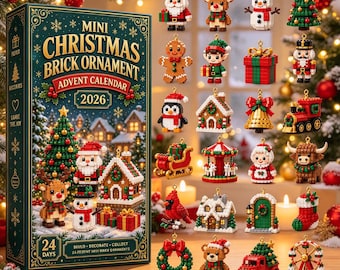 Kerstbouwblokjes adventskalender, 24 mini-kerstornamenten om zelf te maken, 24 dagen aftellen tot de feestdagen, kerstboomversiering