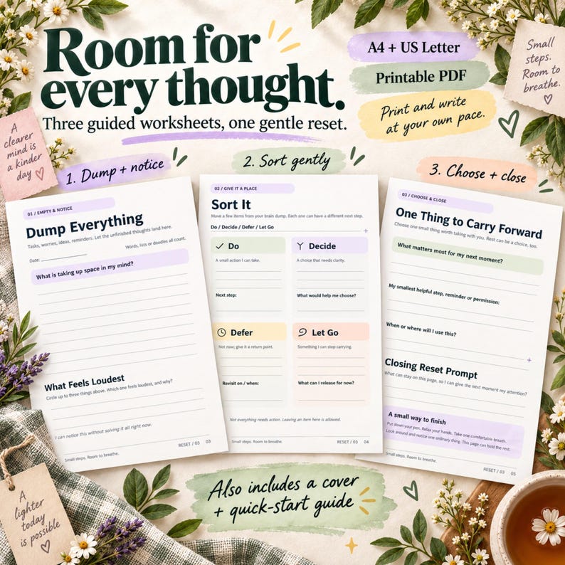 Exercice Lettering Fiche d'exercice imprimable « Brain Dump » : Remise à zéro du désordre ...