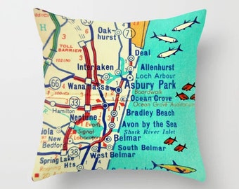 Asbury Park Pillow Covers Father's Day Gifts Dad Ocean Grove Map Jersey Shore Home Decor Jersey Gifts Dad Gift, New Home Gifts Airbnb pillow