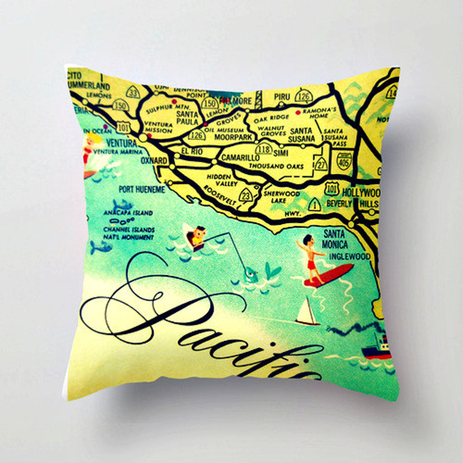 California Map Pillow Covers 18x18 Berkeley California Map Etsy