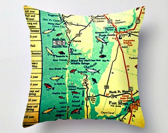 Custom Florida Map Pillow Covers 18x18 unique Father's Day gift dad Florida Pillows New Home gift housewarming Moving Away Beach Home Decor