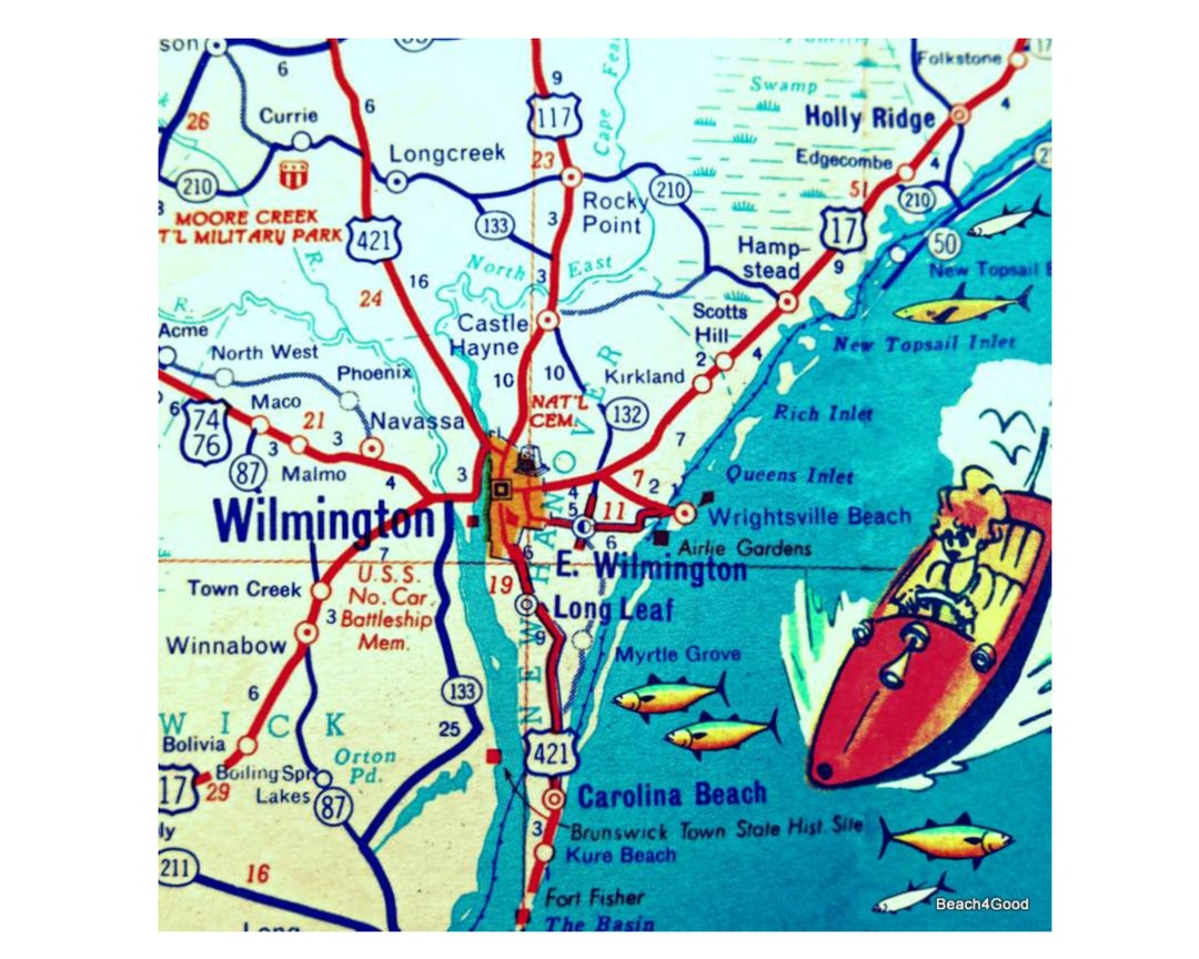 WILMINGTON Map Wilmington North Carolina Map Wall Art