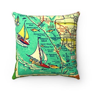 St Petersburg Map Pillow Covers Dad Gifts Thoughtful New Home Going Away Gift Airbnb Decor Florida Gifts Family Pass-A-Grille Housewarming image 3