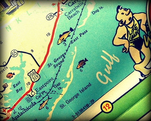 Retro Florida Map Art ST GEORGE ISLAND Map Florida Gifts - Etsy