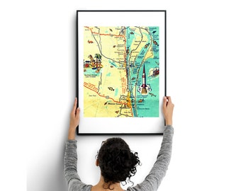 Cocoa Beach map art print, Cape Canaveral Florida map, Cocoa beach Gifts, New Apartment Gift, Vintage Florida Poster, Florida Gifts