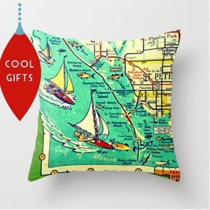 St Petersburg Map Pillow Covers Dad Gifts Thoughtful New Home Going Away Gift Airbnb Decor Florida Gifts Family Pass-A-Grille Housewarming image 1