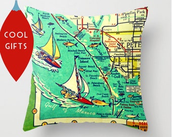 St Petersburg Map Pillow Covers Dad Gifts Thoughtful New Home Going Away Gift Airbnb Decor Florida Gifts Family Pass-A-Grille Housewarming