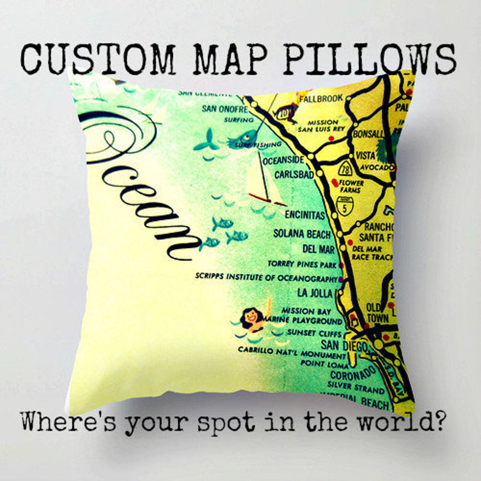 California Map Pillow Covers 18x18 Berkeley California Map Etsy