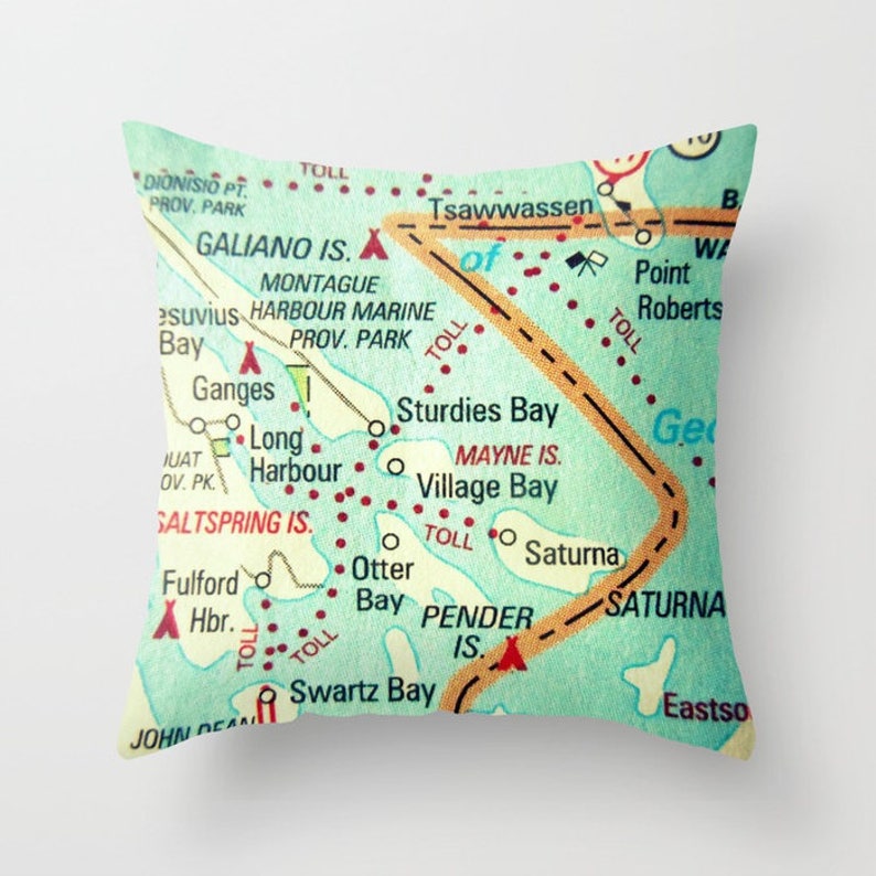 Custom Canada Map Pillow Cover Canada Gifts Mayne Island Etsy